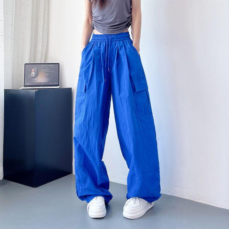 

Pink Wide-Leg Overalls Women s Summer Plus Size Plus Size Ladies Ice Silk Quick-Drying Casual Pants Loose Slim Looking Sports Straight Pants Klein Blue Regular Plus Size m
