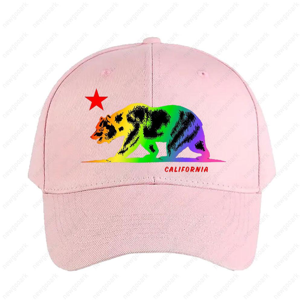 California Republic Bear NCR Cali Gay Pride Rainbow Gradient Flag Cap Women Unisex Adult Casual Printed Baseball Caps Adjustable