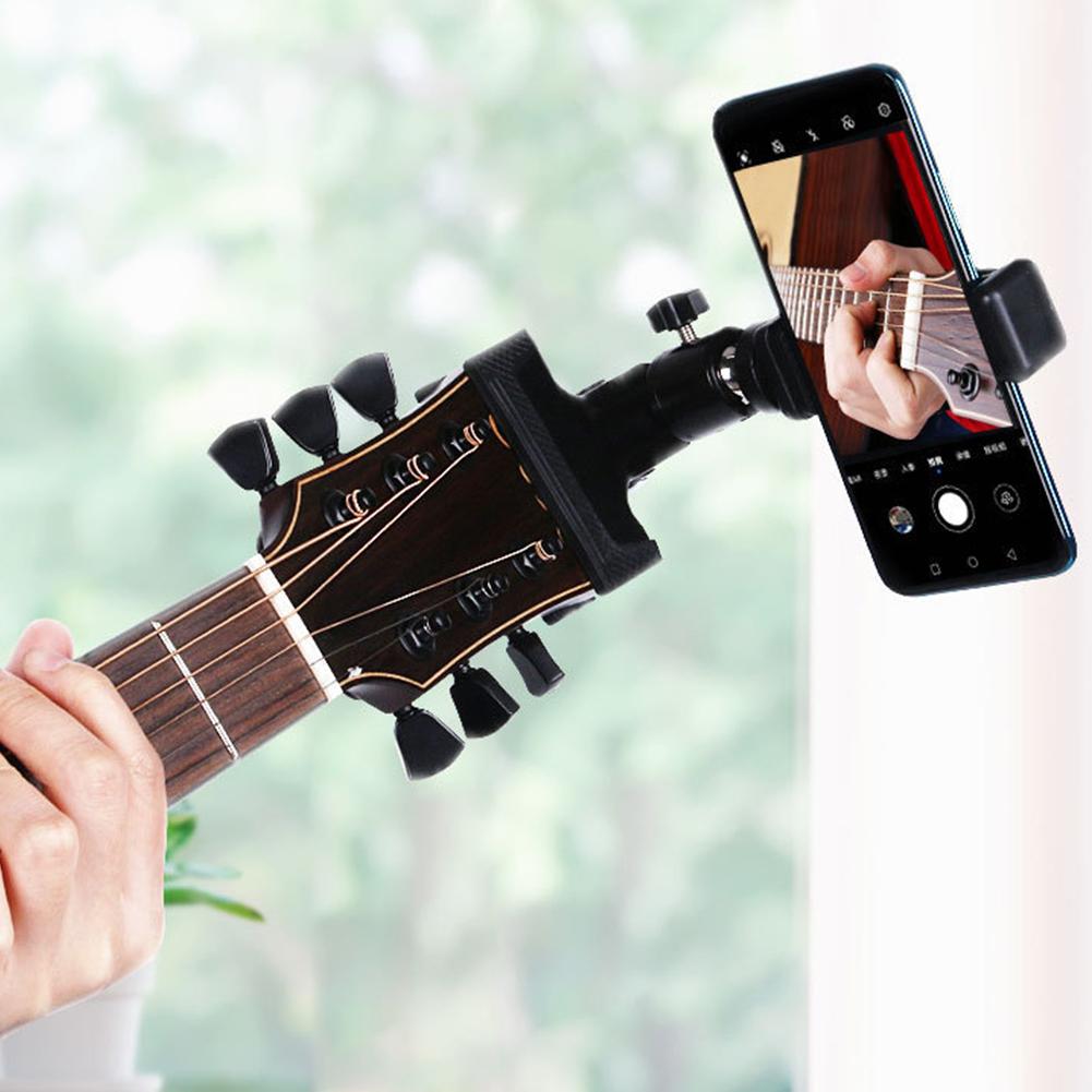 Mobile Phone Holder Stand Adjustable Guitar Head Clip Phone Stand Multifunctional Guitar Head Phone Mount for Music Recording