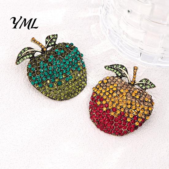 Bag Decorative Pin Rhinstone Fruit Brooch for Women, Shape Alloy Lapel Retro Pin, Clothing Jewelry Accessories Wedding Party Prom