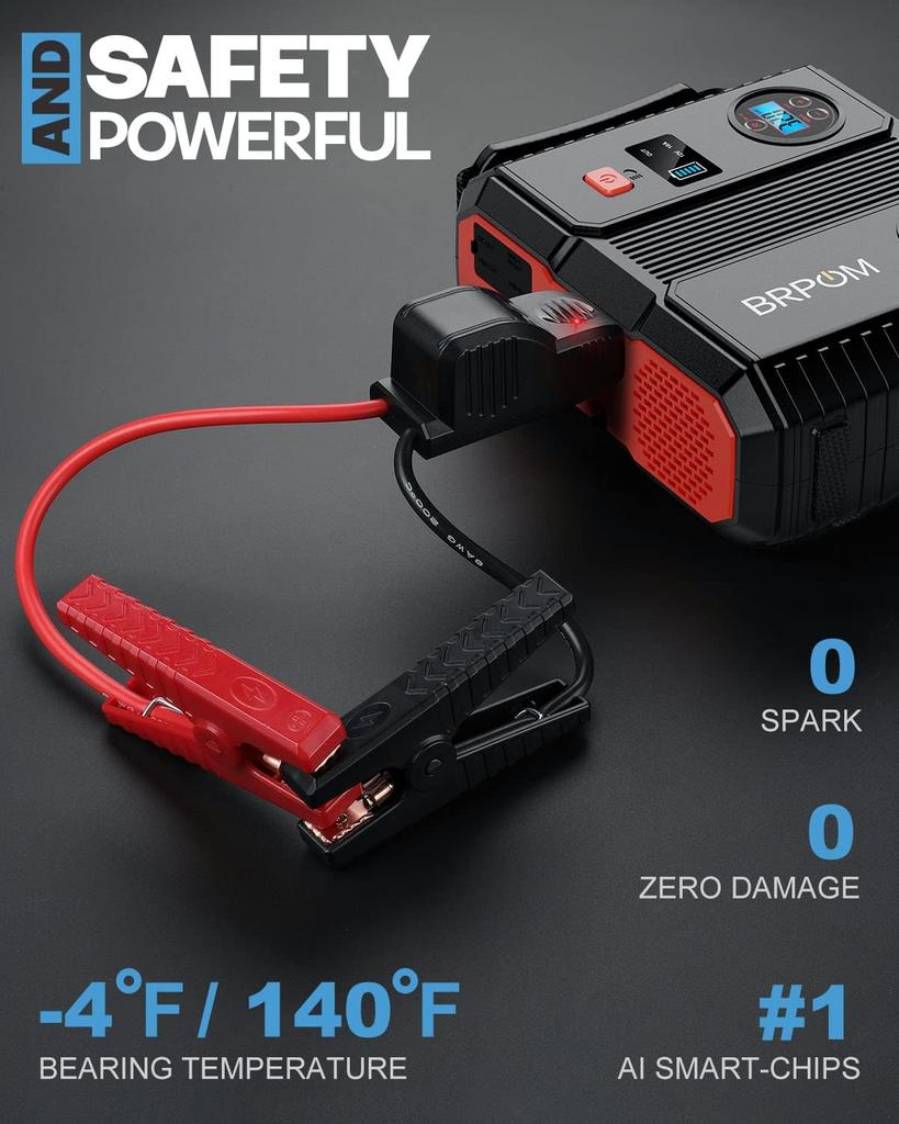 Auto-Starthilfe 24000mAh 150PSI Luftkompressor 8000A Spitzenstrom für 12V Autobatterie mit QC 3.0 & 160W DC Ausgang