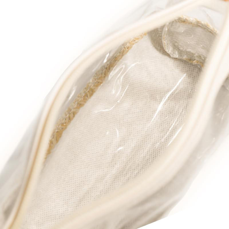 Transparent PVC Makeup Bag with Zipper Closure and Straw Detailing Stylish Clutch Pouch for Women and Girls Ideal Birthday