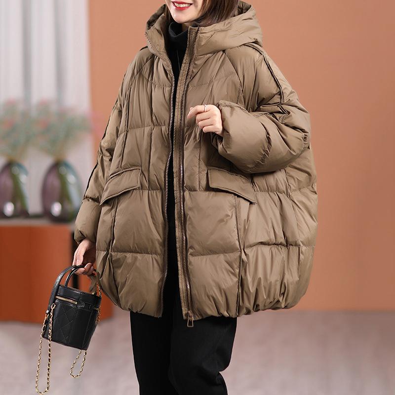 Women Down Jacket Hood Autumn Winter Warm Outwear Casual Loose Over Size Outwear Thick Coat