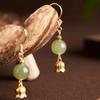Hetian Jade Ear Hook Earring Women's High-end Temperament Ethnic Retro Earrings Cloisonne Craft Dangler Gift