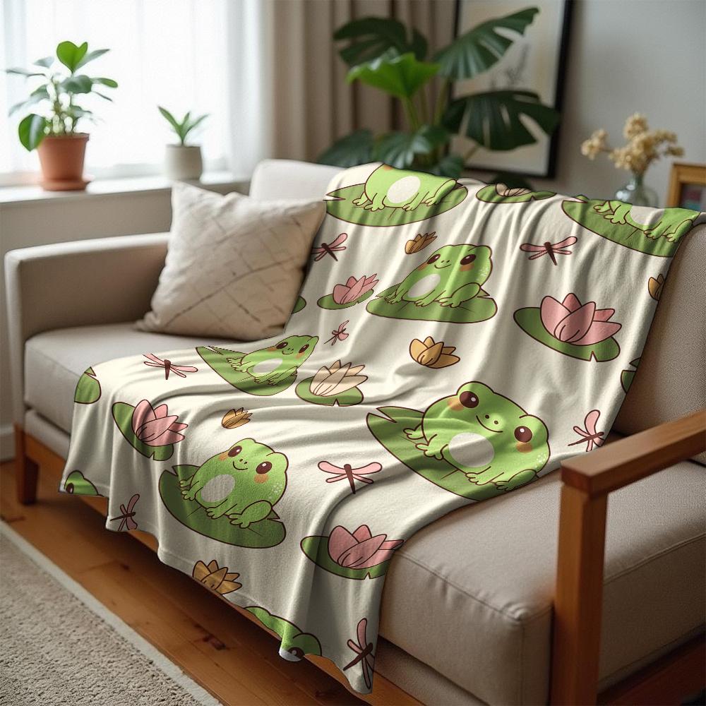 Linear Ocean Anime Cartoon Flannel Blanket Soft Warm Throw for Bedroom Sofa Car Kids Holiday Gift
