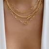 Classic Gold Multilayered Necklace for Women Vintage Silver Geometric Pendant Necklaces Butterfly Choker Jewelry