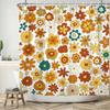 70's Colorful Flowers Shower Curtain Rainbow Mushroom Printing Bathroom Curtains Polyester Waterproof Bathtub Screen with Hooks