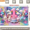 2D 1st Birthday Photography Backdrop Cartoon Animals & Rainbow Baby Shower Background