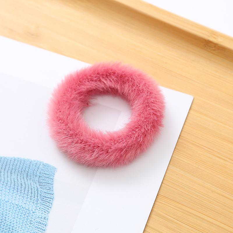 2 Pcs New Colorful Fluffy Hair Band for Women Girls Ponytail Holder Hair Tie Plush Scrunchie Rubber Band Fashion Hair Accessories