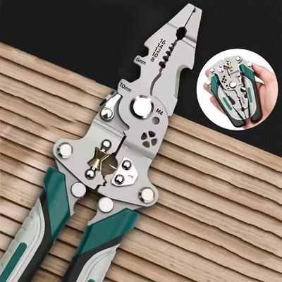 Multifunctional Folding Wire Stripper Pliers with Pulley Design Cable Cutter Crimping Tool for Multiple Hand Tool Use