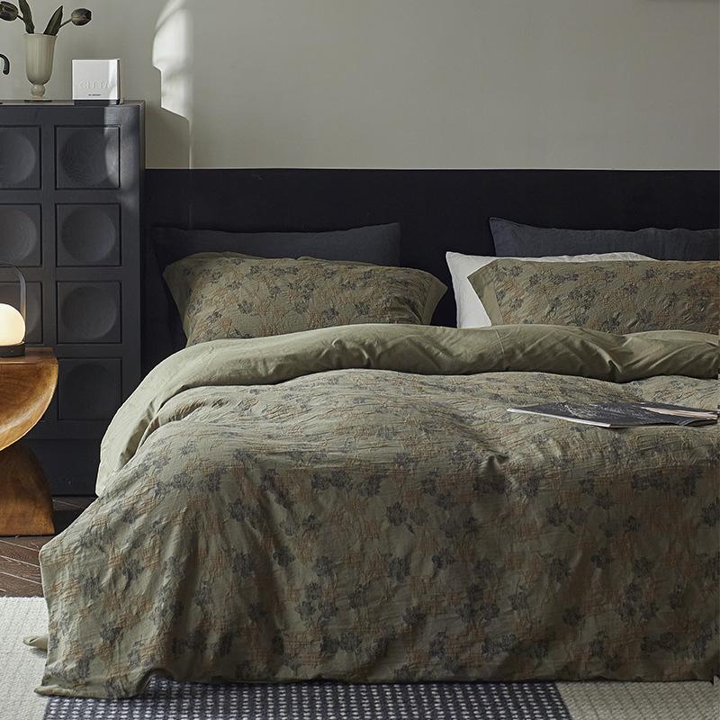 Retro Wabi-Sabi Pure Cotton Jacquard Four-Piece Bedding Set - Vintage High-End Feel Sheets & Duvet Covers