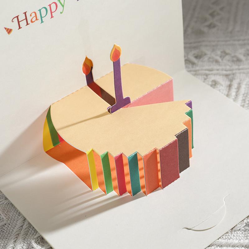 3D gratulasjonskort Kake Blomsterkort med konvolutt Morsomt bursdagskort for kvinner Menn Barnevenner Gratulasjonskort Gavefest
