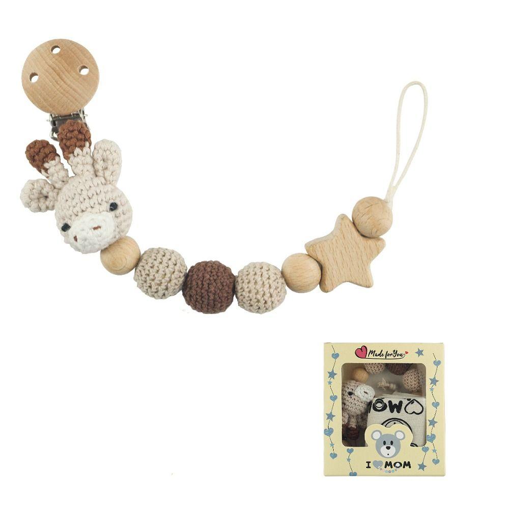 Crochet Animal Pacifier Clips Baby Teether Toys Straps Baby Pacifier Chain Pacifier Holder Clips
