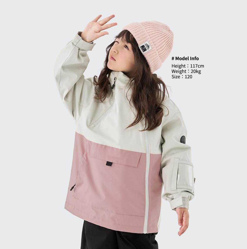Acrais Ski and Snowboard Jacket for and Kids' Girls, Windproof, Waterproof, Breathable, Warm, Al-sw25096-w140crwt-pk