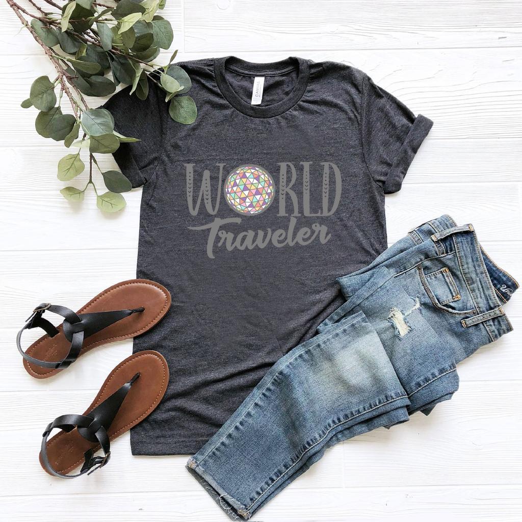 World Traveler T Shirt Epcot Unisex T-Shirt World Traveler Family Trip T-shirt Summer Graphic T Shirts Short Sleeve Tees Tops