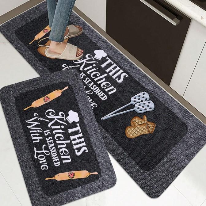 VIKAMA Nordic Kitchen Floor Mat, Anti-Slip Balcony Laundry Room Floor Mat, Corridor Entrance Long Carpet, Home Decoration