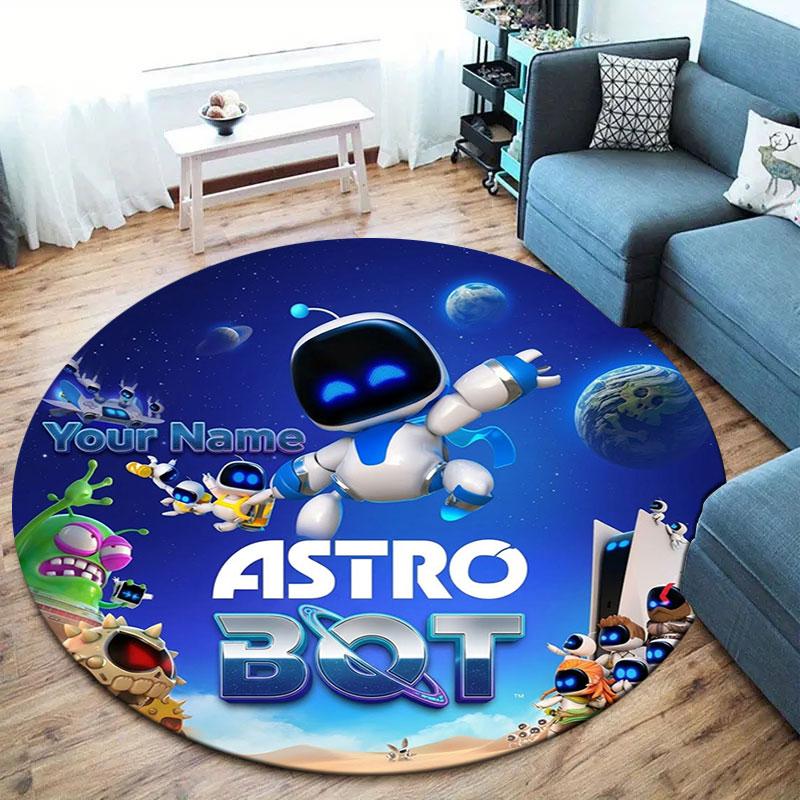 ASTRO BOT Custom Name Round Area Rug,Carpet Rug for Living Room Bedroom Sofa Playroom Decor,Non-slip Floor Mat