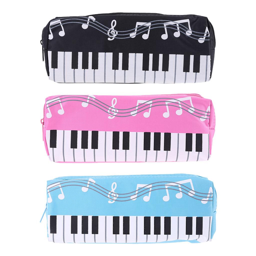 Music Notes Piano Keyboard Pencil for Case Large Capacity Pen Bags Stationery Office School Supplies