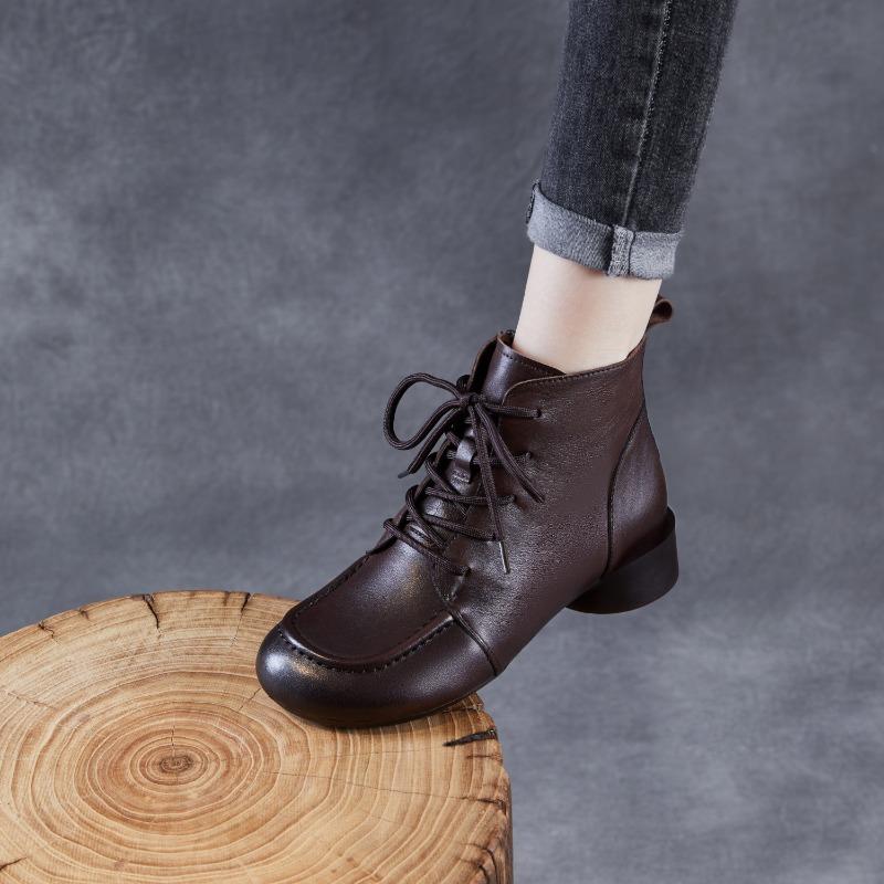 Retro klobige Stiefeletten für Damen - Neue Styles für Herbst und Winter - Schuhe mit weicher Sohle