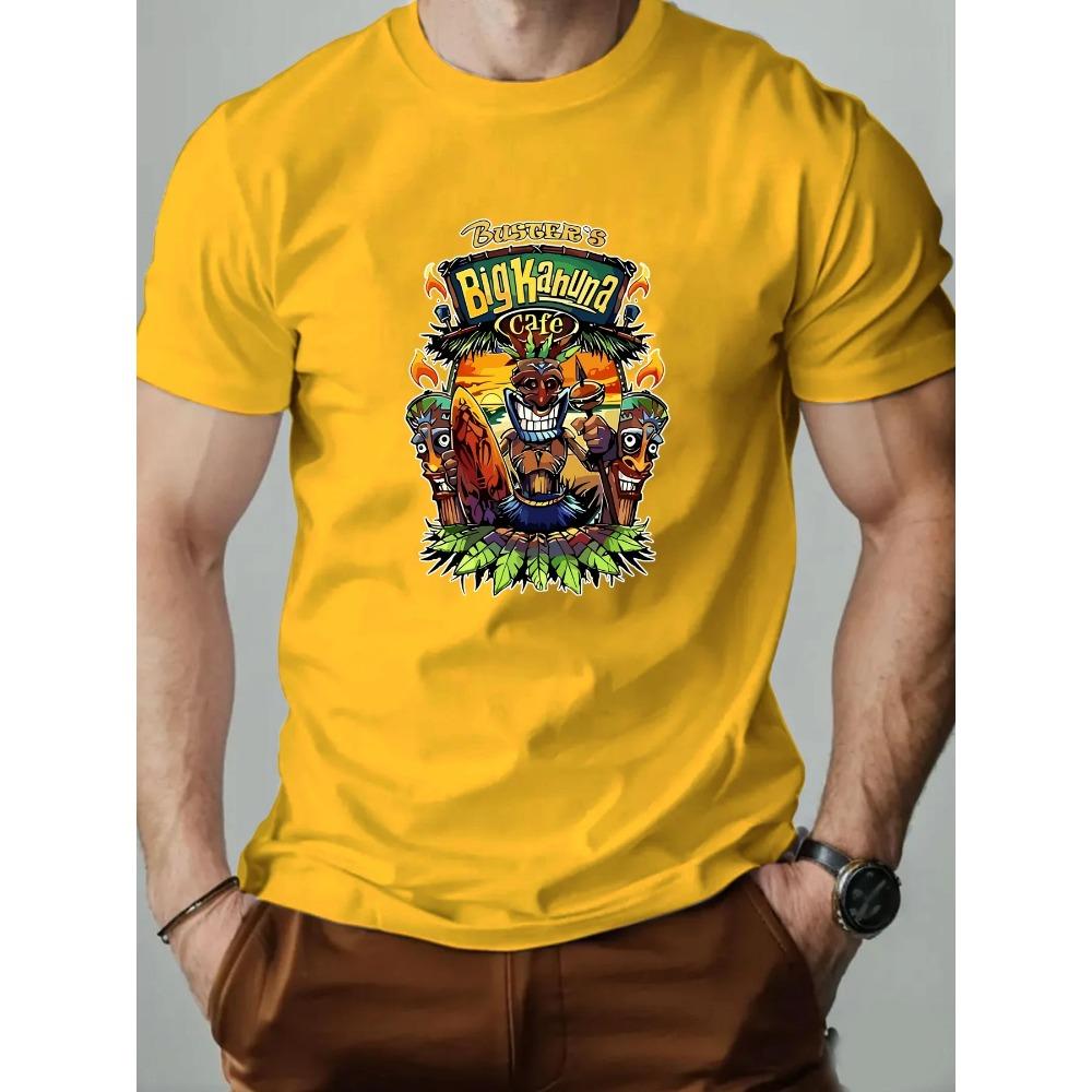 Men's T-Shirt 100% Cotton Tribe Cartoon Print Summer Oversized Round Neck Breathable Casual Short Sleeve Fashion T Shirt