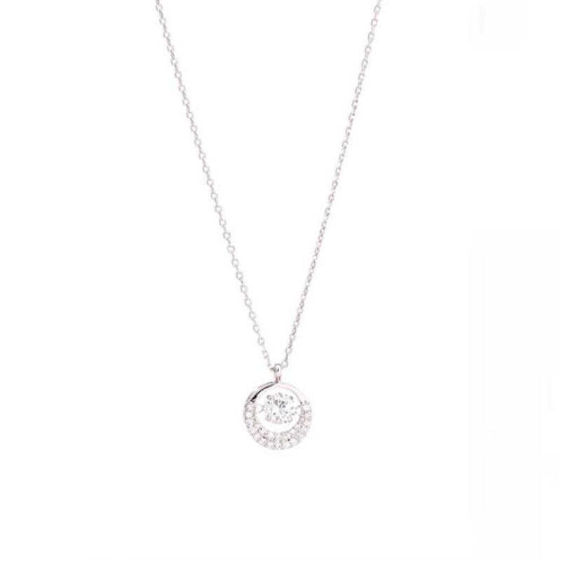 Sterling Pulsating Heart Pendant Necklace Women Sparkling Rhinestone Crystal Charm On O-Link Chain Elegant 925 Sterling Silver