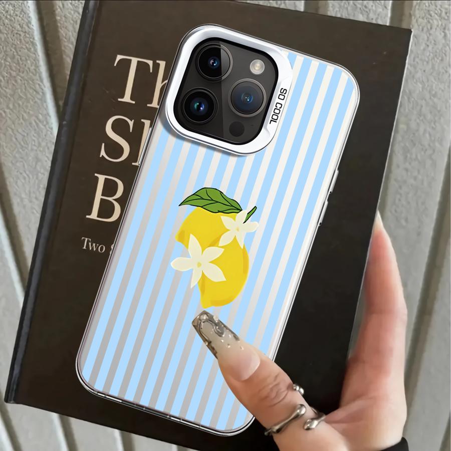 Lemon Cool Stripe Pattern Back Phone Cover Case for iPhone 17 Pro Max XS 15 Plus 14 16 13 Pro Air XR 11 12