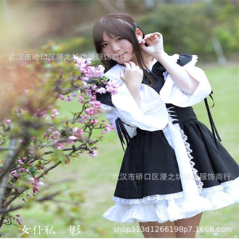 

Black and white maid costume cosplay cute animation costume other world restaurant cafe overalls maid costume XXL