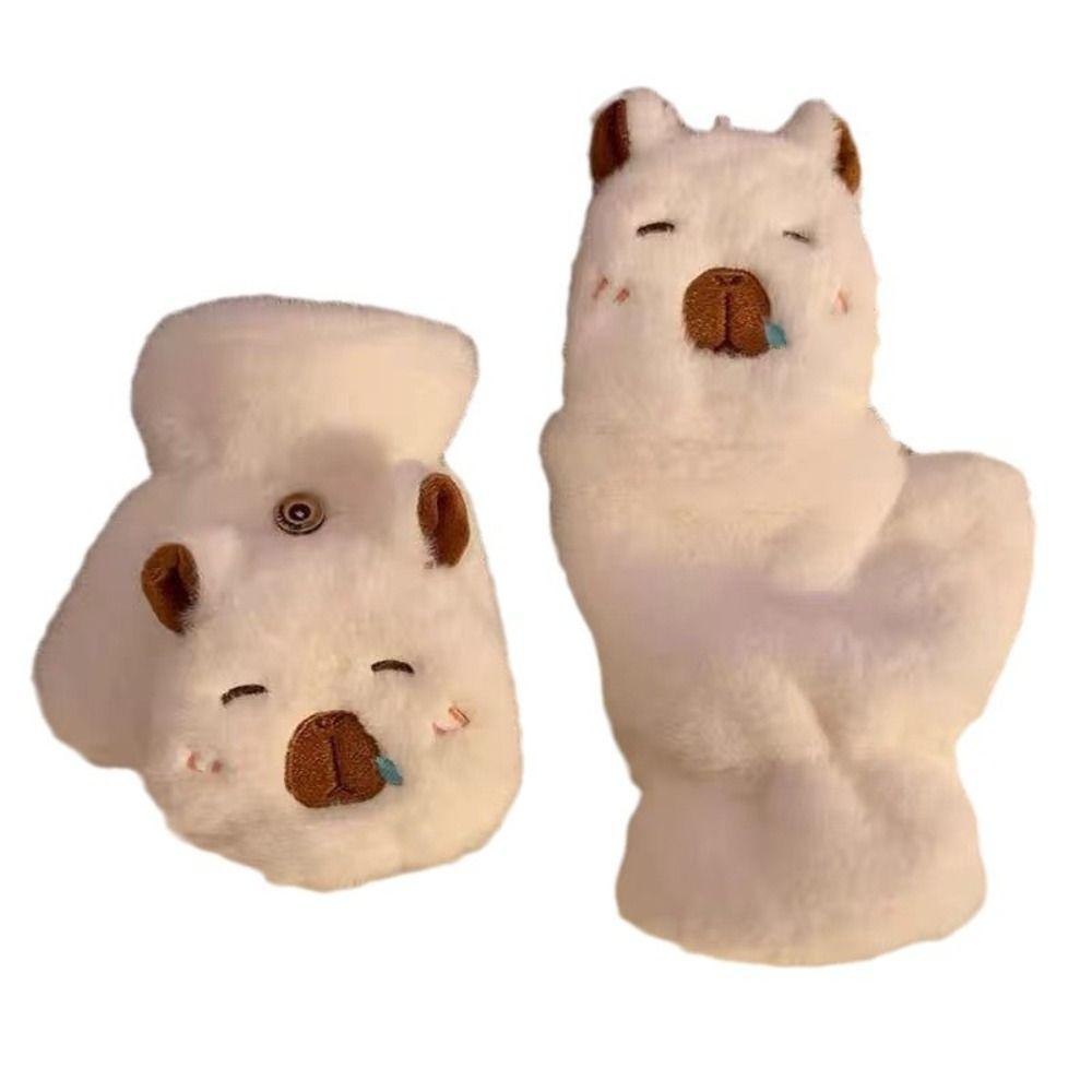 

Flip Cover Plush Gloves Half Finger Winter Velvet Gloves Fashion Women Mittens Student