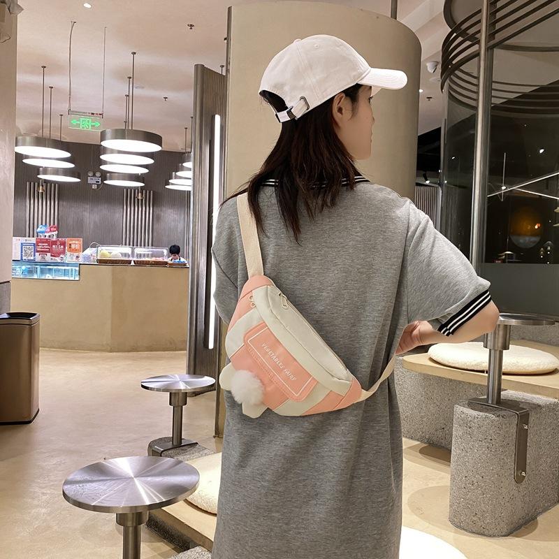 Cute Canvas Bag for Women In Autumn New Casual Cartoon Chest Bag Fashionable Girl One-shoulder Crossbody Waist Bag Trendy
