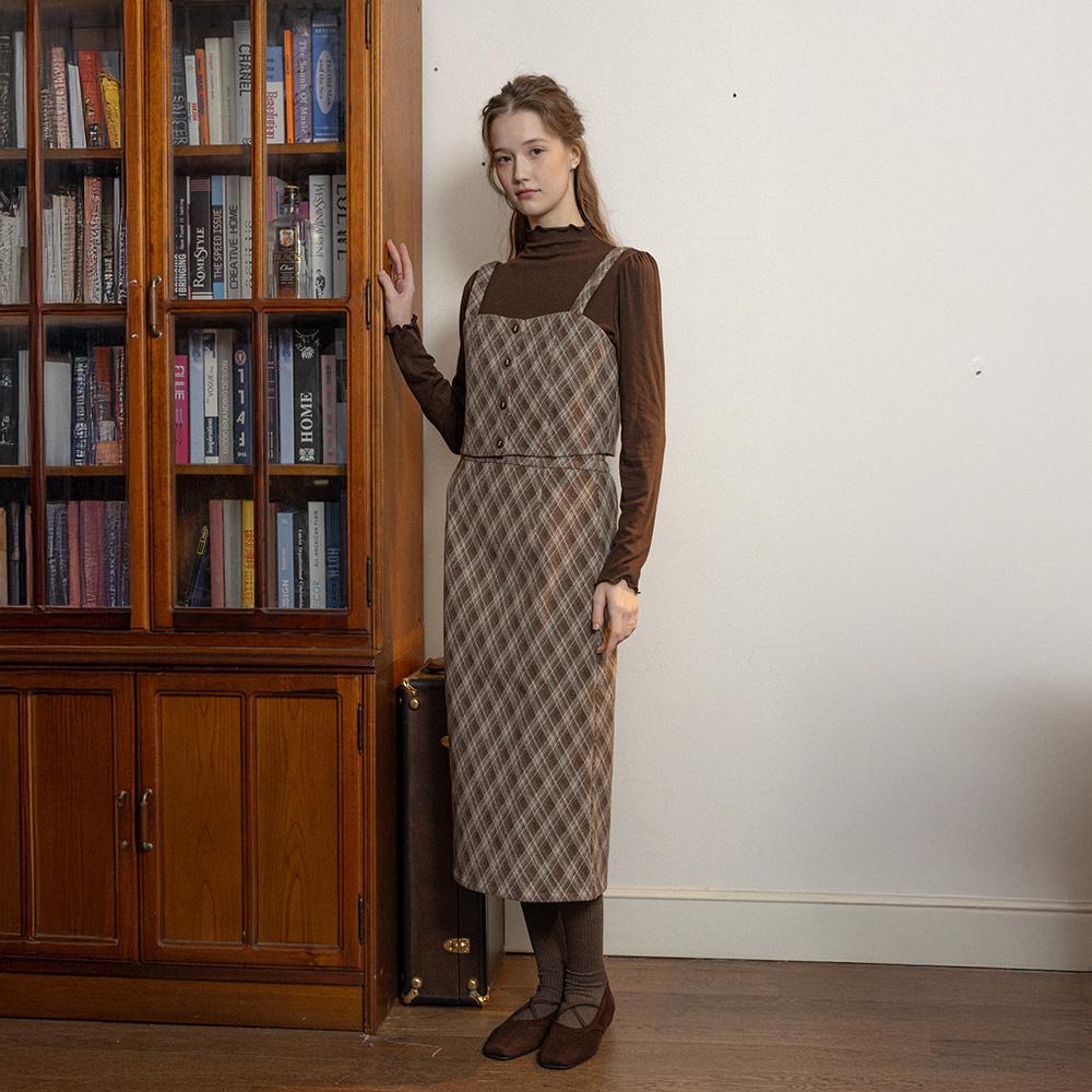 Peulaudeumali Pm_Prismatic Knit Three-Piece Top And Skirt Set_Brown