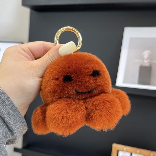 Real Rex Rabbit Hair Cute Little Octopus Bag Pendant Car Key Chain Doll Bag Wool Ball Creative Plush Hanger