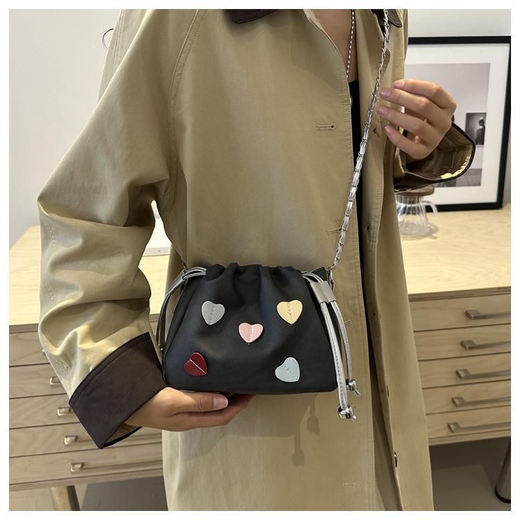 Faux Leather Bucket Bag for Women, Trendy Shell Shaped Shoulder Purse, Cute Love Lock Clutch Crossbody Bag