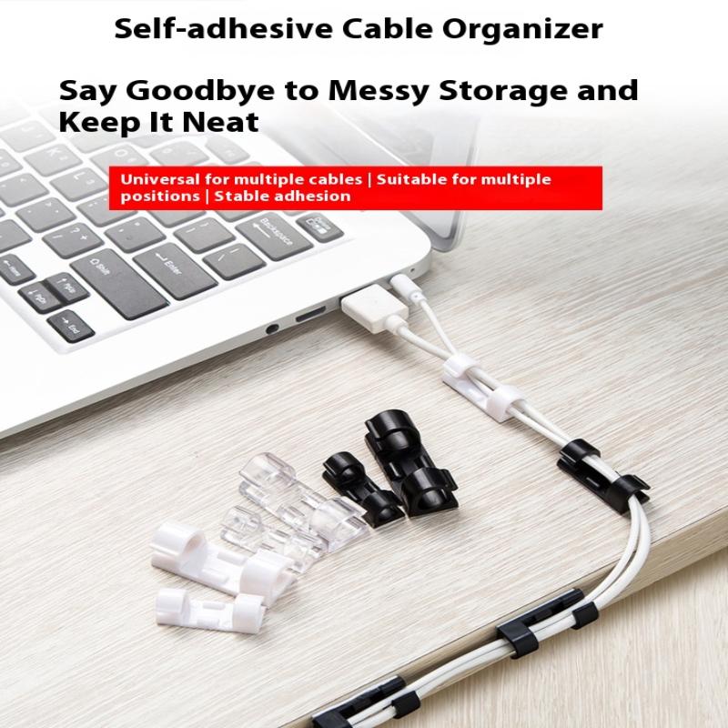 20-100 ks Samolepicí klipy na kabely, držák na stůl/zeď, organizér, fixátor pro počítač, USB nabíjení, data