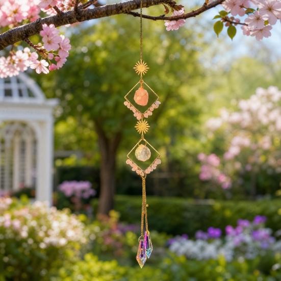 Crystal Sun Catchers for Windows, Colorful Healing Light Crystal Suncatcher, Glass Ball Prism Pendant, Decorative Wind Chimes, Indoor Outdoor Patio