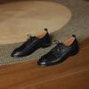 Krazing Pot Cow Skin Autumn Winter Brogues Shoes Lace Up Low Heels Size 42 Round Toe Oxford Shoes Deep Mouth Pumps