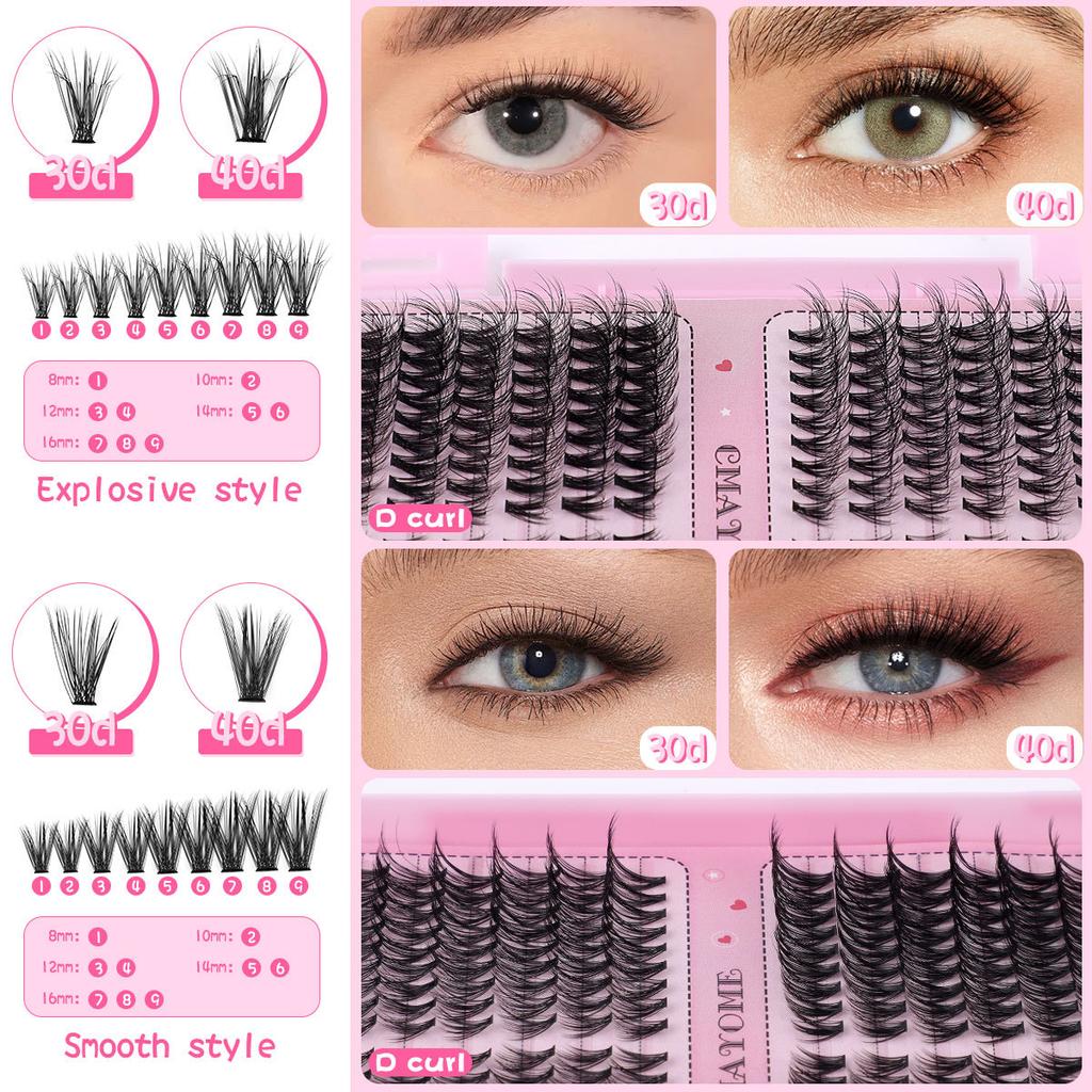 504 Clusters Of Single-Cluster False Eyelashes 8-16Mmdiy Natural Dense D-Curve Self-Grafting