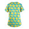 Women's Printing Short Sleeve V-neck Tops Fruit Print Working Pocket Blouse