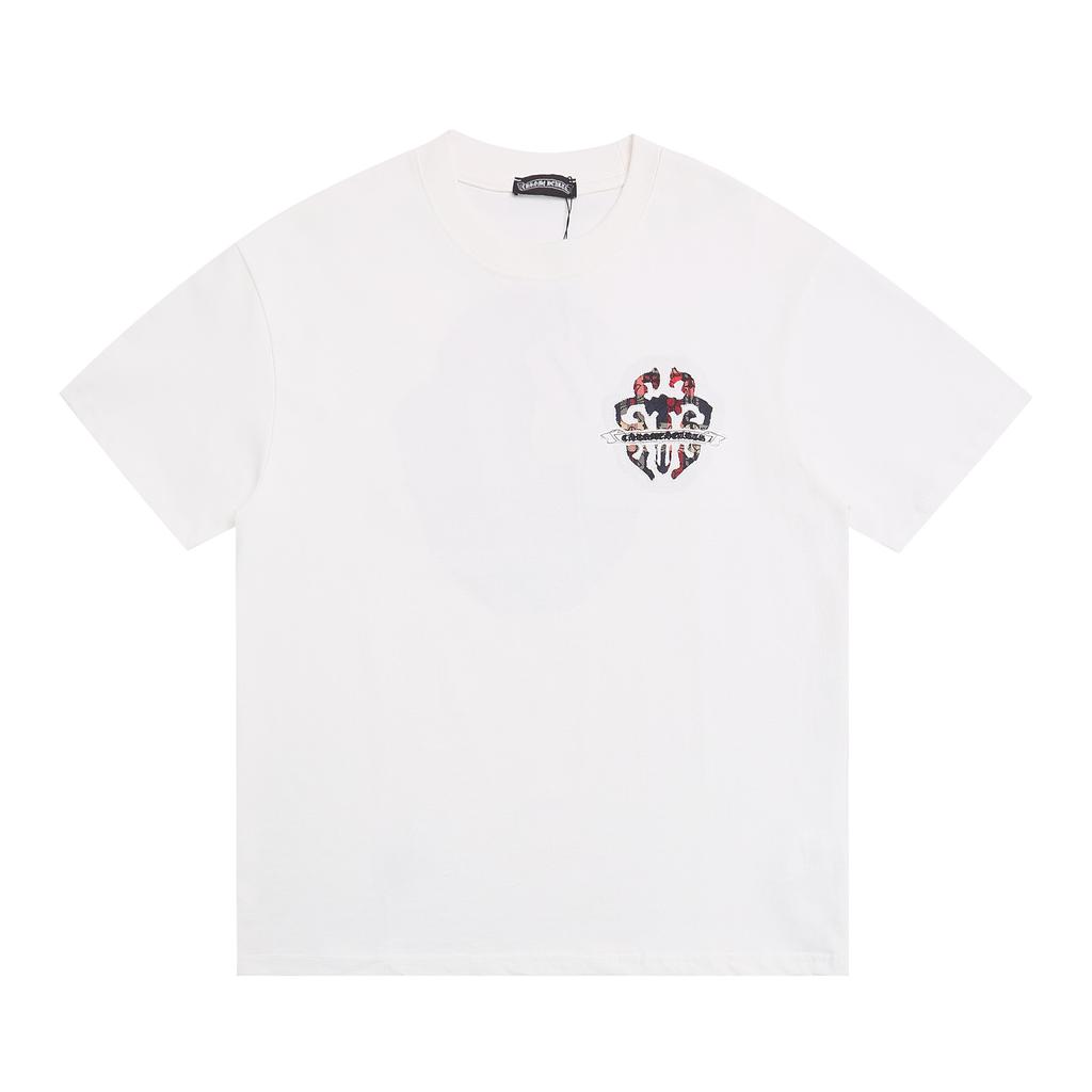 1976 CHROME HEARTS 2025 Summer New High Quality Cotton Round Neck Loose Large Size Men's and Women's T-shirt Couple T-shirt