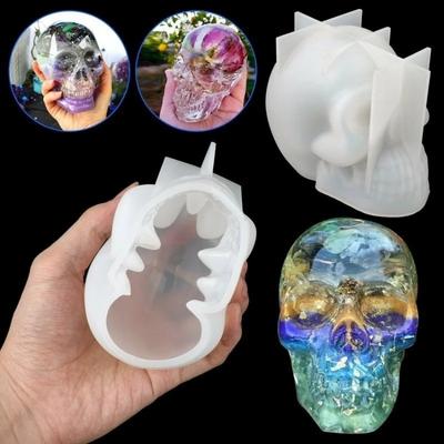 1 Stück DIY Silikon Harz Gießform 3D Totenkopf Halloween Epoxid Bastelform Werkzeug Silikonformen Für Harz