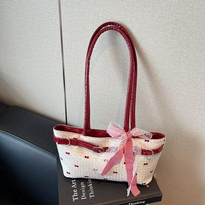 Niche High-value Underarm Bag Women's New Bow Printed Commuter Bag Fashionable Shoulder Handbag Tide
