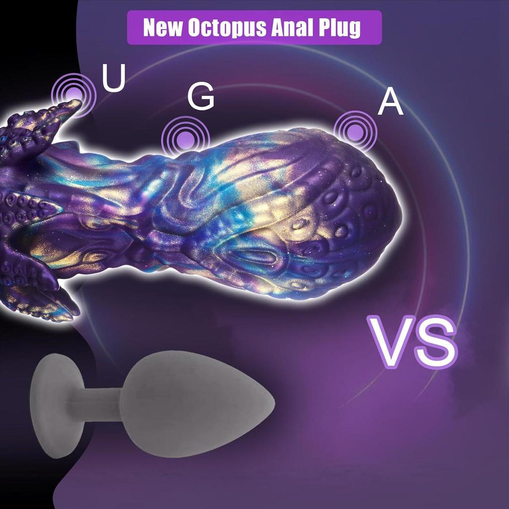 Dilatator Anal Extra Mare din Silicon în Formă de Caracatiță pentru Bărbați și Femei - Produs SM Moale pentru Adulți