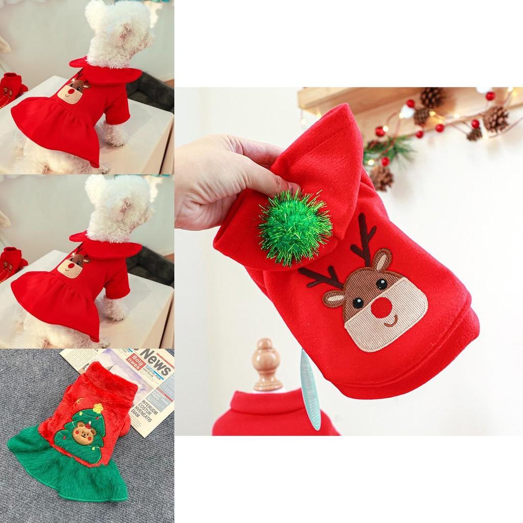 Adorable Red Christmas Dog Dress With Festive Reindeer Sweater Design For Pets