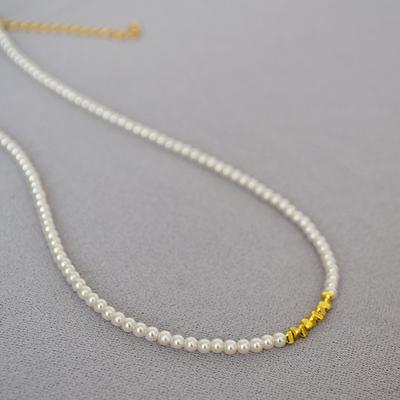 French Niche Design Elegant Simple Highlight Small Pearl Broken Gold Beaded High-End Necklace Bracelet