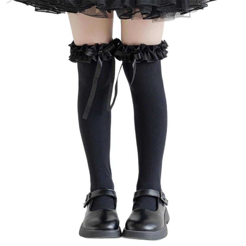 Fashion Lace Calf Socks Socks Breathable Loose Socks for Girls Bowknot High Boot Socks Long Knee High Stockings