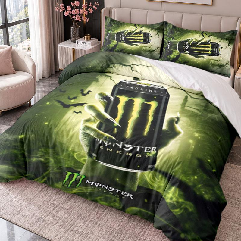 Monster Energy 3Pcs Bedding Set Duvet Cover With Two Pillowcases For Bedroom Home Decoration