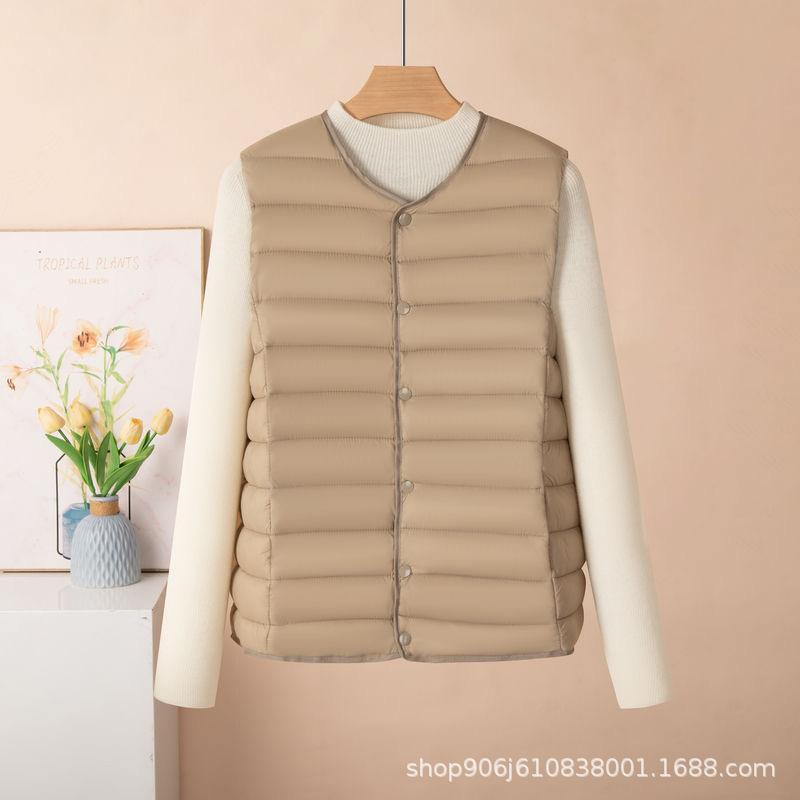 Podzimní a zimní krátká péřová bavlněná vesta dámská nová volná a tenká vesta vesta vesta všestranná bunda vlna