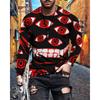 Unique Graphic Long-sleeve T-shirt, Eye & Mouth Print, Trendy Casual Streetwear.