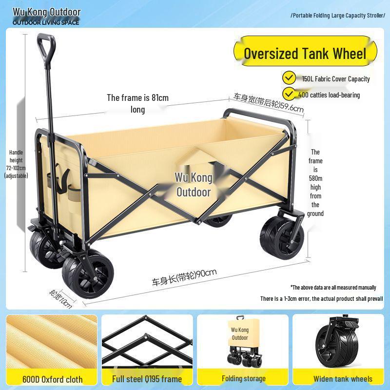 Portable Foldable Camper Van Cart: Hand-Pulled Travel Trailer for Kids, Outdoor Use.