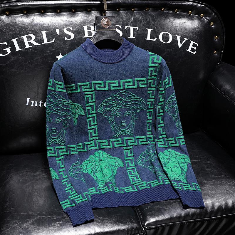 

2025 Autumn/Winter European Men s Slim Fit Semi-High Neck Trend Sweater M зелёный
