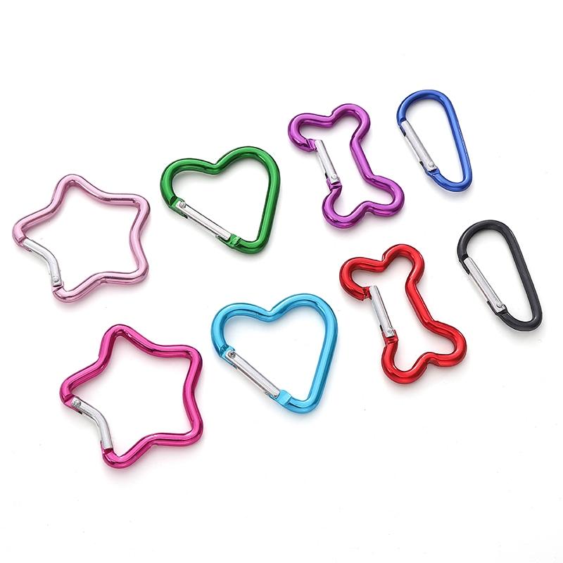 1pc Mountaineering Buckle Love Star Buckle D-Shaped Buckle Color Backpack Buckle Aluminum Keychain DIY Accessories